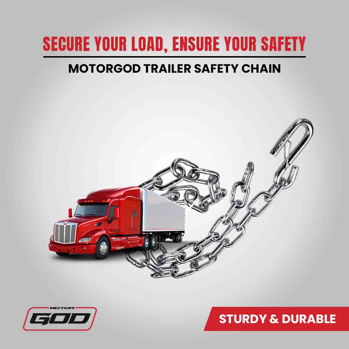 Motor God Trailer Safety Chain 48in 2.5in Hanger